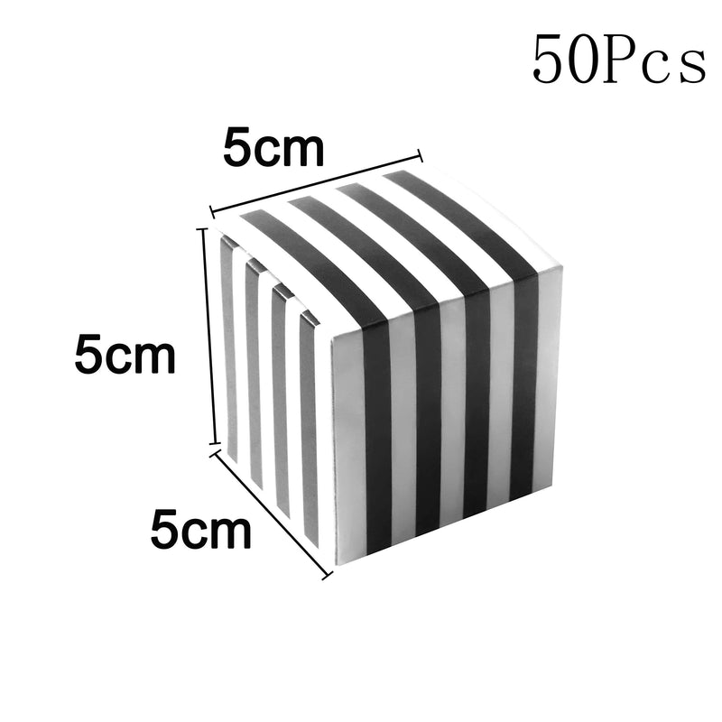 Small Cube Candy Boxes Bulk Black and White Strips Party Favors Gift Boxes Baby Shower Thank You Treat Boxes Graduation Party Boxes Supplies, 5x5x5cm, 50pc StripBox-BlackWhite - PawsPlanet Australia