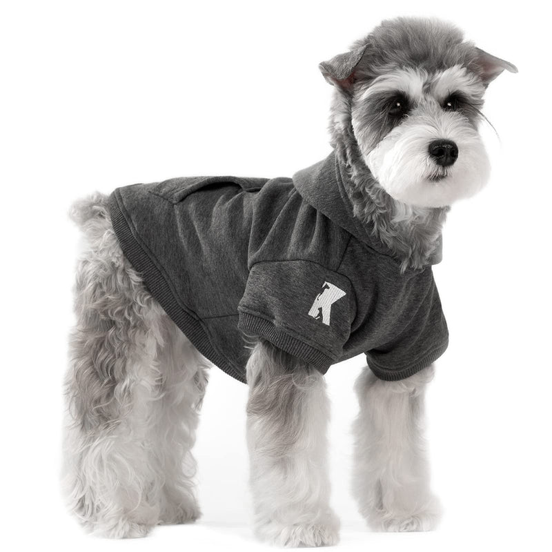 Koneseve Dog Hoodie Fleece Puppy Clothes Warm Sweater with Hat for Small Medium Large Dogs Cat Hooded Shirt Kitten Pet Basic Hoodies Sweatshirt with Pocket Doggie Soft Winter Pullover Coat Apparel S-(2~7lb) | Chest(~13") Grey - PawsPlanet Australia