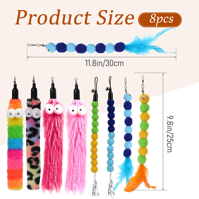 Pack of 8 Cat Toys, Interactive Cat Toys Replacement Cat Worm Toys Refills Cat Stick Replacement Worms Cat Toys Interactive Worms Cat Toys for Kittens and Cats (A) - PawsPlanet Australia