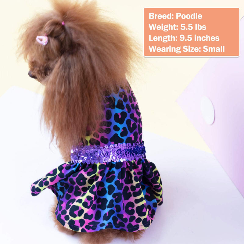 kyeese Dog Dress Leopard with Sequins Dogs Party Evening Dresses for Small Dogs Cat Dress Dog Apparel XS (2.5-3.5lbs) - PawsPlanet Australia