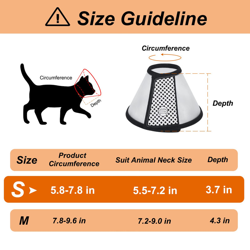 Vivifying Cat Cone Collar, 5.8 Inches Lightweight Plastic Cat Recovery Cone Elizabethan Collar for Small Cats, Mini puppies and Rabbits (Black-S) S - PawsPlanet Australia