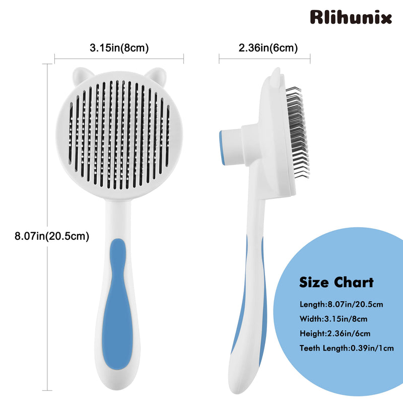 Dog & Cat Brush, Rlihunix Pet Hair Brush Cat Grooming Brush Self Cleaning Slicker Brush For Short And Long Hair Dogs Cats, Shedding Grooming Brush To Remove Loose Hair, Mats, Tangles, Blue - PawsPlanet Australia