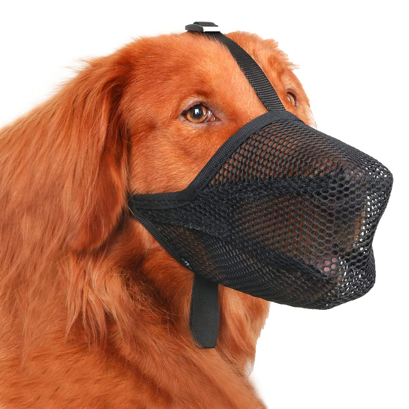 Dog Muzzle, Soft Adjustable Mesh Muzzles, Breathable Pet Mask Dog Training Muzzle for Small Medium Large Dogs (M, Black) M - PawsPlanet Australia