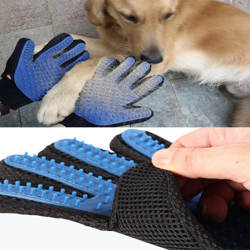 Stella-Lou Grooming Gloves Upgraded Cat & Dog Eco Friendly Silicone Hair Removal Glove - Gentle shampooing Deshedding Brush Glove - Easy Pet Hair Remover Mitt - Enhanced Five Finger Design 1 Pair - PawsPlanet Australia