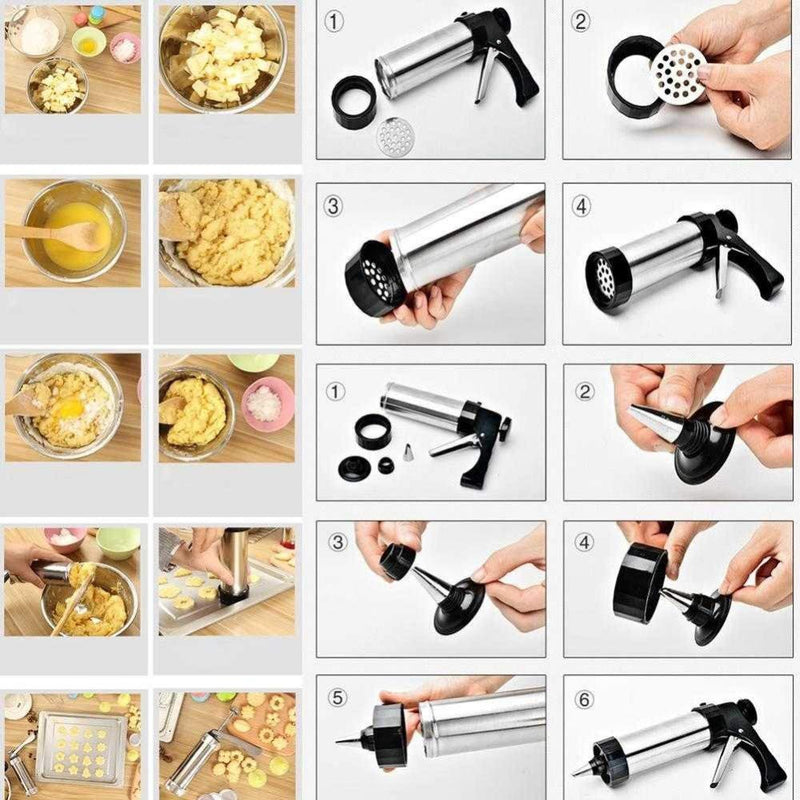 Cookie Press Gun Cookie Making Machine,Multi Pattern Flower Dessert Extruder Cake Decoration 13 Cookie Blades 8 Pastry Nozzles Cookie Press Icing Set - PawsPlanet Australia