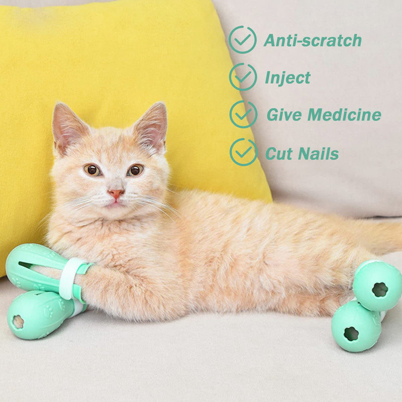 THJX Adjustable Cat Shoes Cat Anti-Scratch Boots Cat Nail Cover Paw Protector Silicone Suitable for Bathing, Grooming, Trimming and Grooming Other Pets (Pack of 4) - PawsPlanet Australia