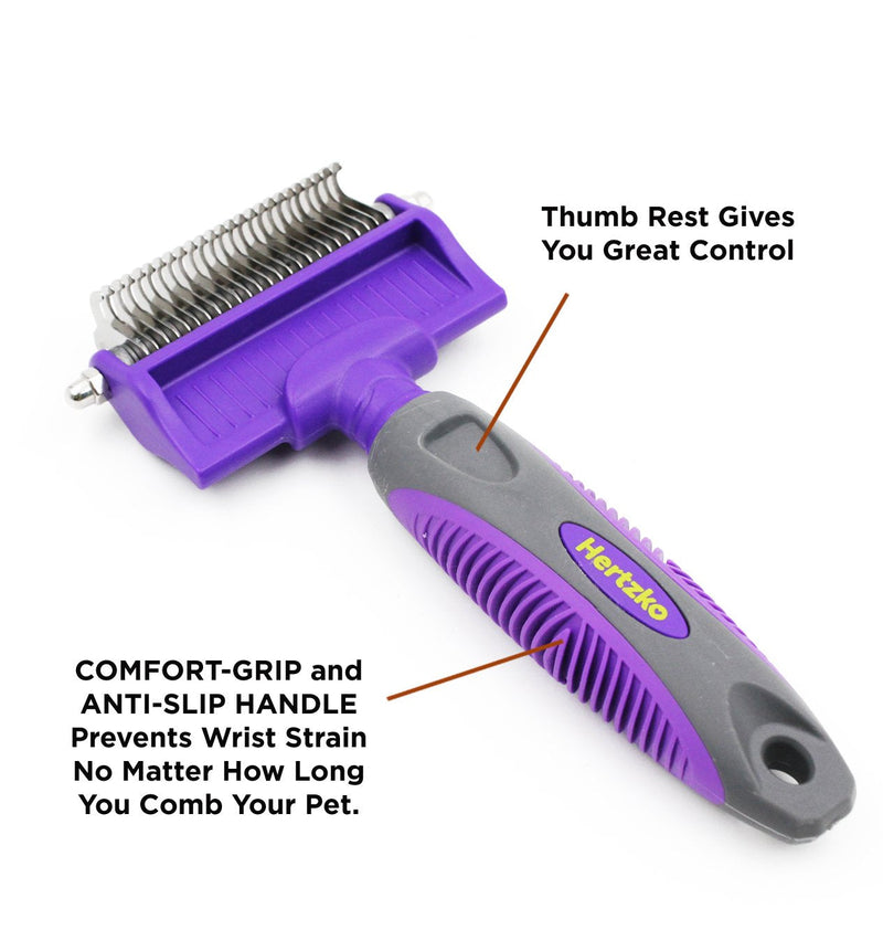 Dematting Comb with Double Sided Professional Rake By Hertzko - Suitable for Dogs and Cats - Removes Loose Undercoat, Tangles, Mats and Knots - Great Grooming Tool for Brushing and Deshedding - PawsPlanet Australia