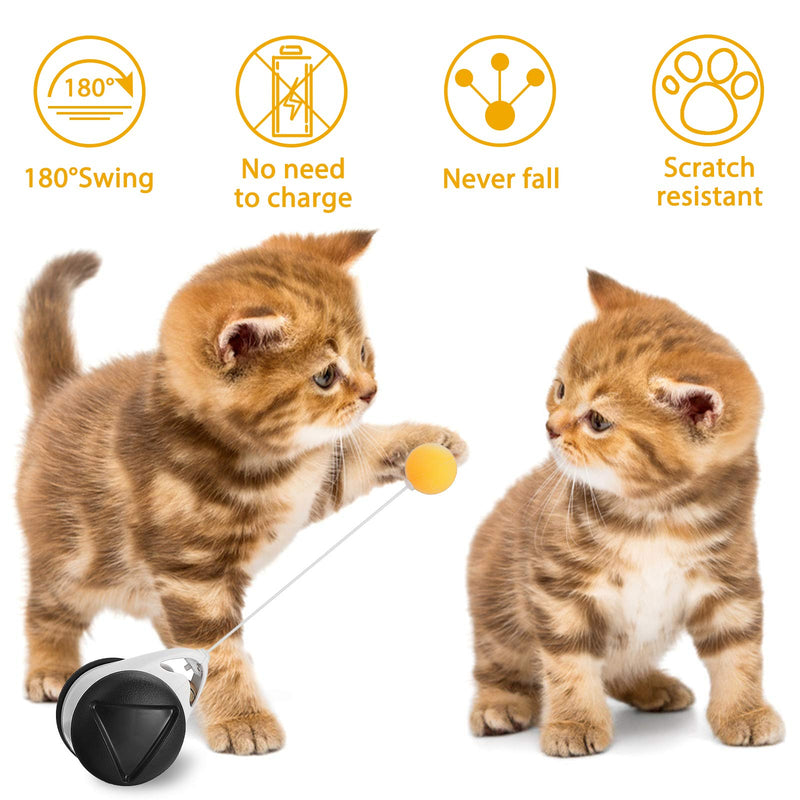 [Australia] - JOSEKO Cat Toy Roly-Poly Toy for Kitty Kitten Interactive Toys for Indoor Cats with Ball and Feather black 