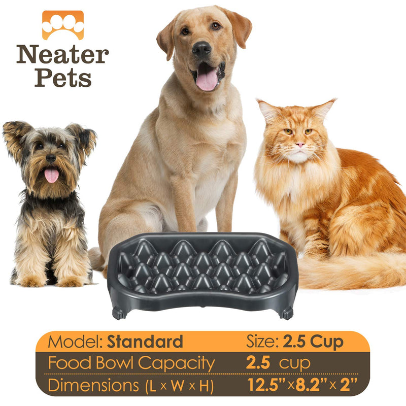 [Australia] - Neater Pet Brands - Neater Slow Feeder - Fun, Healthy, Stress Free Dog Bowl Helps Stop Bloat Prevents Obesity Improves Digestion (2.5 Cup, 6 Cup, Double Diner/w Water Bowl) 2.5 Cup Gunmetal 