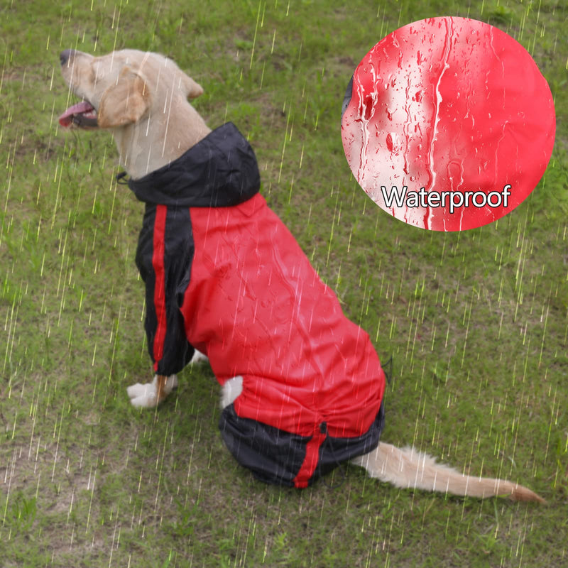 Dog Raincoats Waterproof, Dog Hooded Raincoat, Coat Rain Jacket for Dogs, Dog Raincoat With Hood, Lightweight Adjustable Outdoor Rain Poncho Rain Gear Jumpsuit for Small Medium Dog-XS-Red XS Red - PawsPlanet Australia