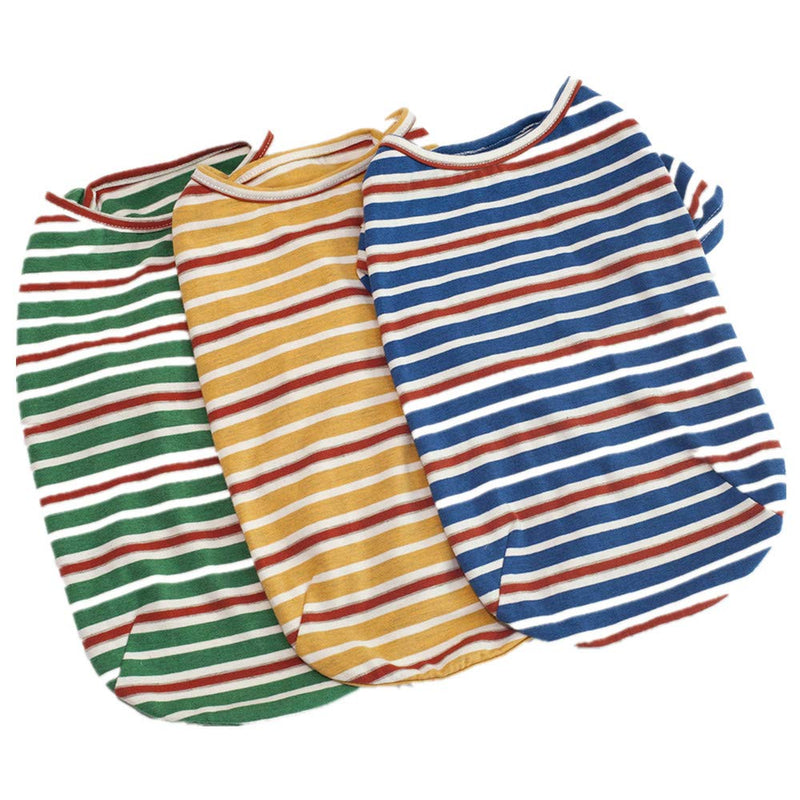 Berocia Cat Puppy Dog T-Shirt Clothes Cottom Pet Striped T Shirt Costumes Summer Stripes Outfit Dog Apparel Sun Protection Soft and Breathable for Small Medium Large Dogs Green XXL - PawsPlanet Australia