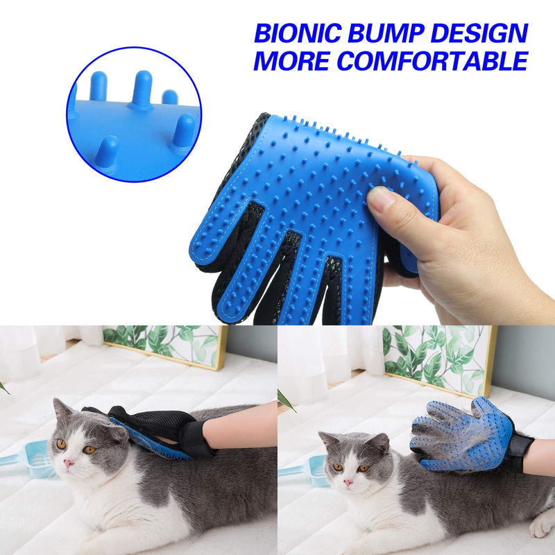 Pet Grooming Gloves For Dogs - Gentle Dog Washing Gloves Efficient Pet Hair Remover Mitt Perfect Five Finger Design Cat Grooming Glove Dog Brush Glove Bathing Supplies 1 Pair (Blue) Blue - PawsPlanet Australia