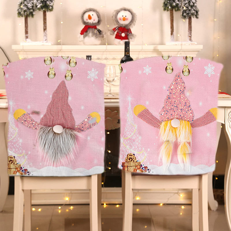Christmas Chair, Pink Rudolph Chair Slipcovers with Led Lights,Creative Non-Woven Night Light Mode Christmas Decorations for Dining Room Holiday Party,1820in/4650cm 2pc (Pink) - PawsPlanet Australia
