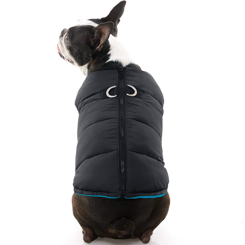 [Australia] - Gooby Padded Dog Vest - Zip Up Dog Jacket Coat with D Ring Leash - Small Dog Sweater with Zipper Closure - Dog Clothes for Small Dogs Girl or Boy for Indoor and Outdoor Use X-Small chest (~13") Black Solid 