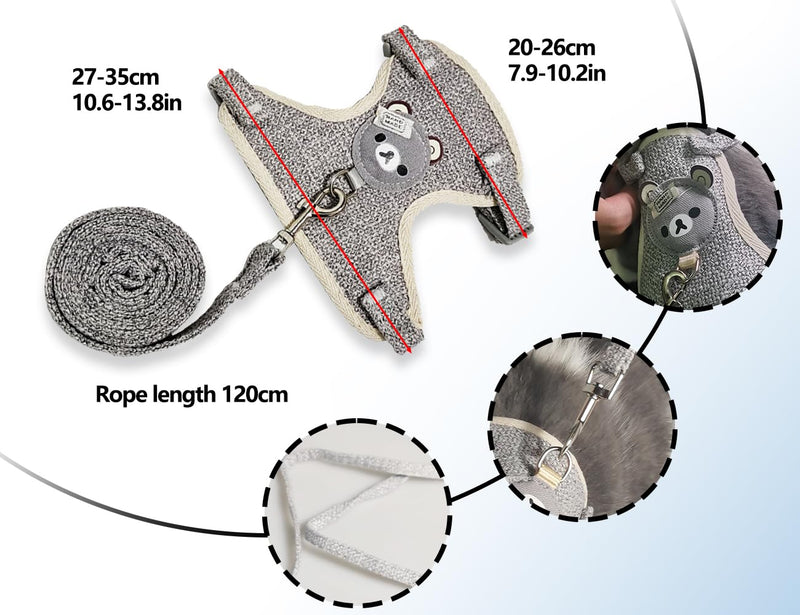 KAPSING rabbit leash, adjustable rabbit accessories, rabbit accessories with elastic leash, cat leash with harness for small animals, rabbits, cats, outdoor walking - PawsPlanet Australia