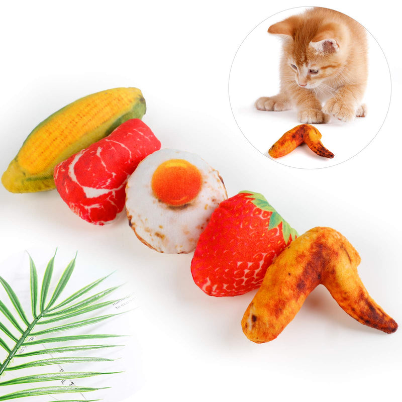 Dorakitten Catnip Toys for Cats Chew Toy,5PCS Pillows Cat Toys for Indoor and Interactive Cat Soft toys with Catnip Playing Kitten Toys with Food Shape - PawsPlanet Australia