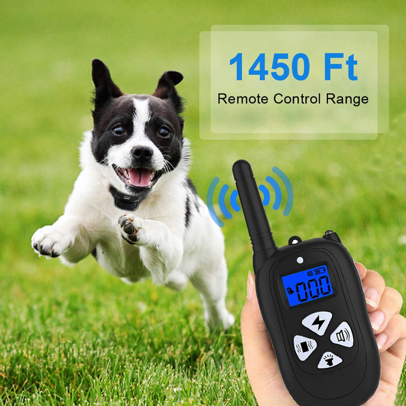 [Australia] - Luhuanx Dog Training Collar with Remote Reflective Collar Strap 1450ft Dog Shock Collar Beep Vibration Shock Modes for Small Medium Large Dogs Dog Collars White/Black 