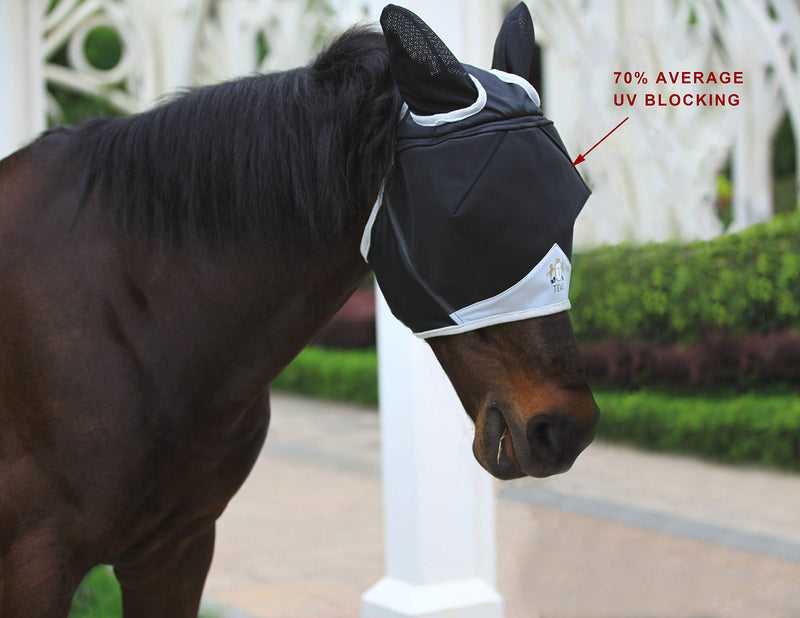 TEKE Horse Fly mask with Soft Ears Cover Black Pony - PawsPlanet Australia