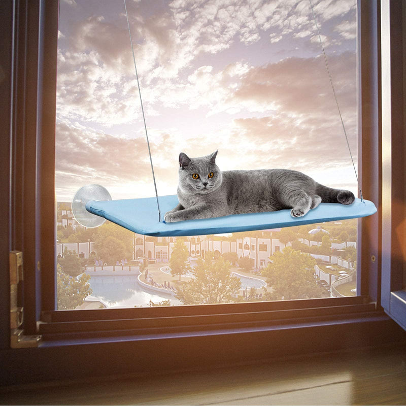 Cat Hammock, Cat Bed, Cat Window Pet Rest Seat, Pet Sucker Cat Hammock, Hanging Cat Window Hammock, Haze Blue, Can Withstand 38lb - PawsPlanet Australia