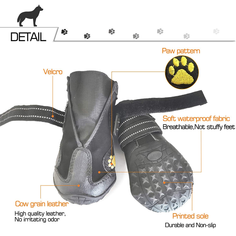 [Australia] - Easiestsuck Dog Boots 4 Pcs,Waterproof Dog Shoes,Outdoor Dog Snow Boots,Dog Booties with Two Layers Adjustable Tightness Reflective Velcro,Rugged & Anti-Slip Sole,Dog Shoes for Medium to Large Dogs Size 2:2.4"x1.6"(L*W) for 18-27 lbs Black 