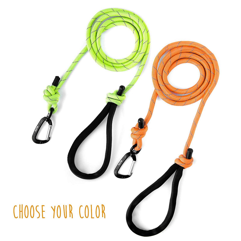 [Australia] - Mighty Paw Rope Dog Leash, Premium Climbers Rope, 6 Foot Long with Reflective Stitching, Climbers Carabiner Clip 6 Feet Orange 