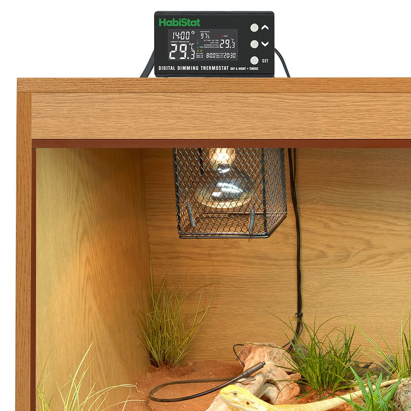 Habistat - Digital Dimming Thermostat - Day And Night Timer - Waterproof - 3 Metre Long Sensor - Adjustable Alarm - Perfect For Reptile Encourages - 600 Watt - PawsPlanet Australia