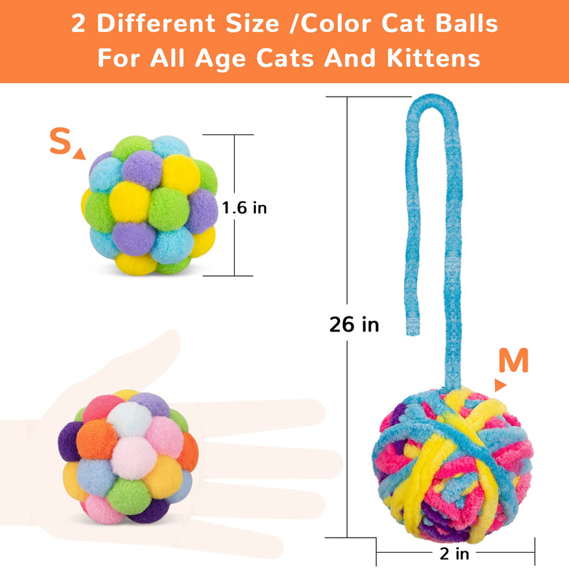 Cat Toys Ball, Woolen Yarn Cat Toy Balls with Bell and Cat Fuzzy Balls, Interactive Cat Toys for Indoor Cats and Kittens, Cat Kitten Chew Toys, 6 Pack - PawsPlanet Australia