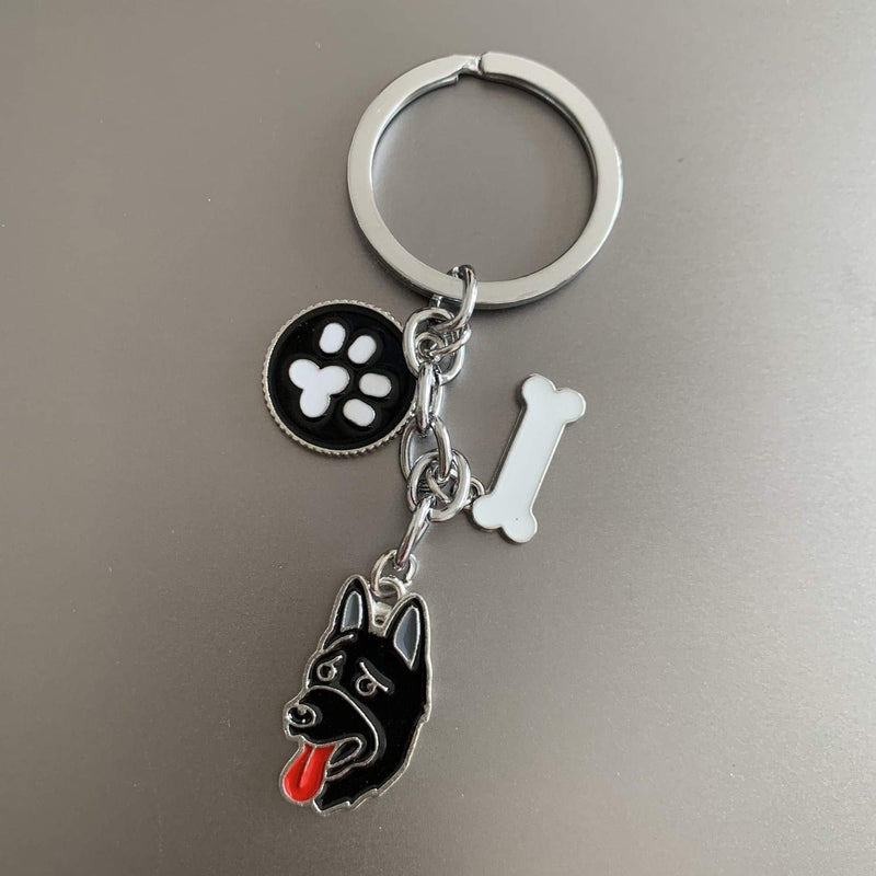 Dog ID Tags Keychain, Pet ID Tags Lovely Metal Dog Keychain Puppy Paw Bone Small Dog Pendant German Shepherd - PawsPlanet Australia