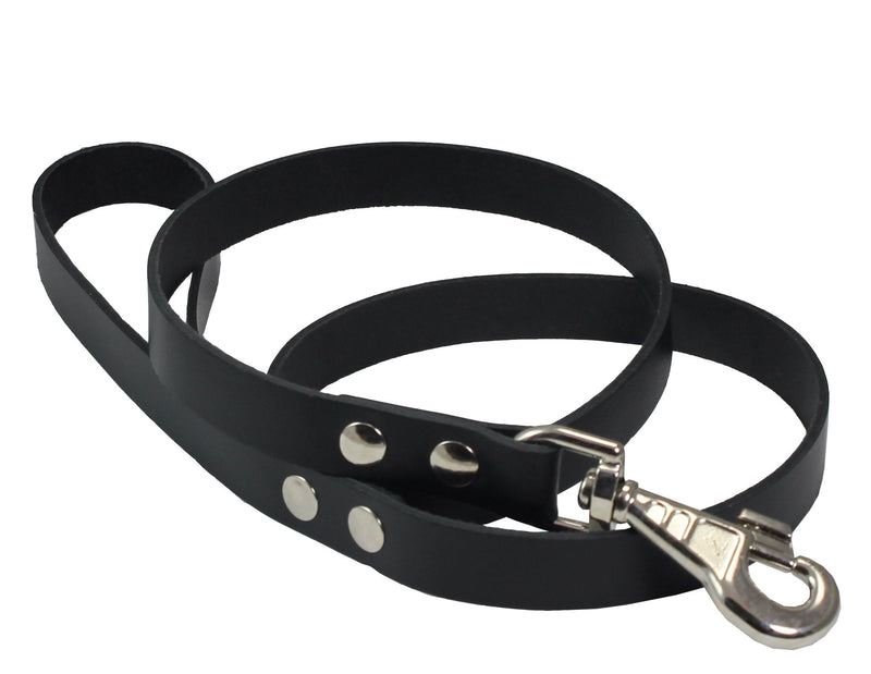 [Australia] - Real Leather Dog Leash Black 3/4" Wide 4 Ft Long, Rottweiler, Mastiff, Pitbull 