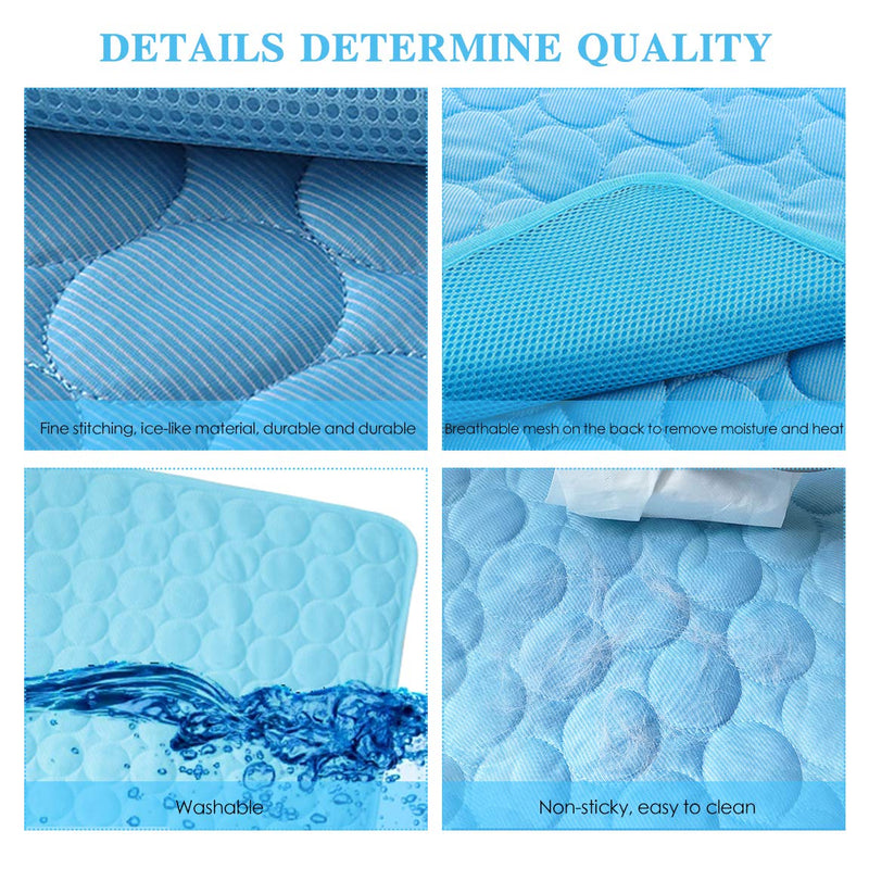 Dog Cooling Mat Large Cooling Pad Machine Washable Summer Cooling Mat for Dogs Cats Kennel Pad Breathable Pet Self Cooling Blanket Dog Crate Sleep Mat (2228IN, Blue) 22*28IN - PawsPlanet Australia