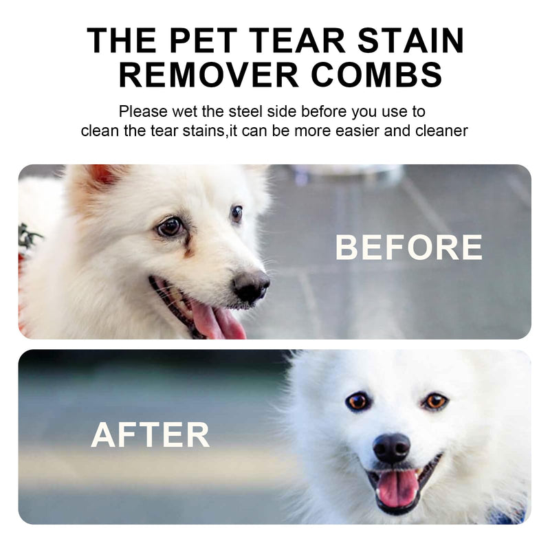 Pack of 2 tear stain removal comb, dog comb for removing tear stains, comb, dog eyes, double-sided comb for removing dog eyes, brush, grooming comb for small pets and cats - PawsPlanet Australia