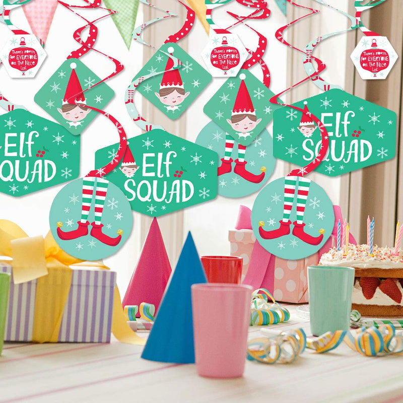Big Dot of Happiness Elf Squad - Kids Elf Christmas and Birthday Party Hanging Decor - Party Decoration Swirls - Set of 40 - PawsPlanet Australia
