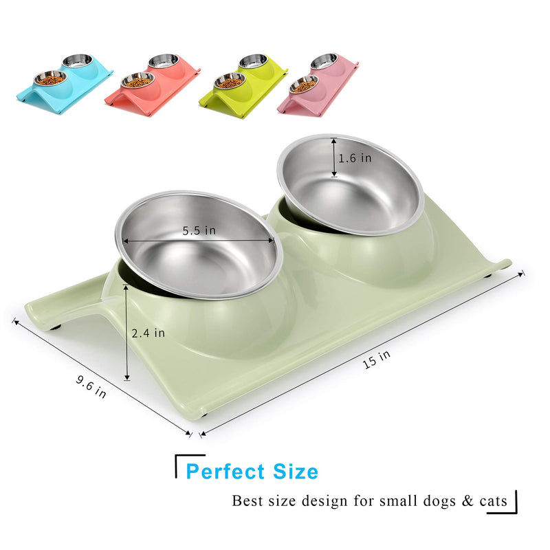 UPSKY Double Dog Cat Bowls Premium Stainless Steel Pet Bowls No-Spill Resin Station, Food Water Feeder Cats Small Dogs. fruit green - PawsPlanet Australia