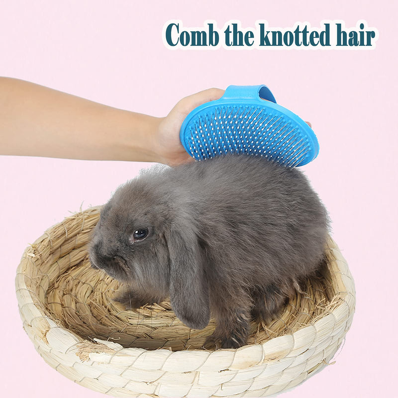 16 Pieces Rabbit Grooming Kit, Include Rabbit Grooming Brush, Pet Hair Remover, Pet Double-Sided Comb, Pet Nail Clipper, Rabbit Shampoo Bath Brush For Rabbits Guinea Pigs Hamster Bunny （Blue) Blue - PawsPlanet Australia