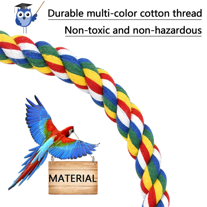 Bird Rope Perch for Parrots, Cockatiels, Parakeets, Budgie Cages Comfy Birds Colorful Rope Perches Toy (Large, 41 Inch) - PawsPlanet Australia