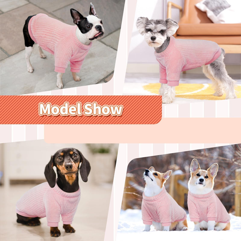 Kuoser Small Dog Sweater, Dog Sweaters Dog Clothes for Small Dogs Girls Boys, Warm Puppy Sweater Dog Winter Clothes, Christmas Puppy Sweater for Yorkie, Bichon Frise, Shih Tzu (Pink S) Small (Chest: 17.3'' / 44cm) Pink - PawsPlanet Australia