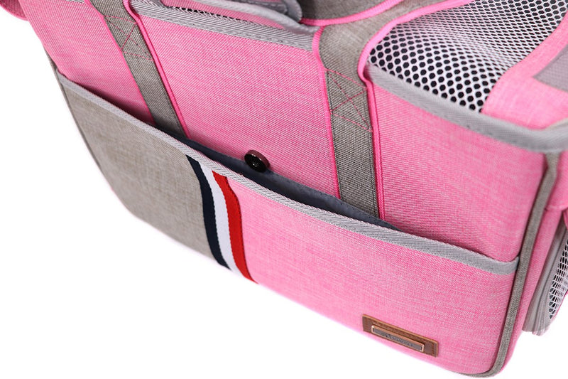 [Australia] - JPTACTICAL Pet Carrier Bag for Dogs or Cats | Pets Carriers with Locking Safety Zippers |Airline Approved Travel Pet Carriers | Perfect for Dogs, Cats, Small Pets Pink 