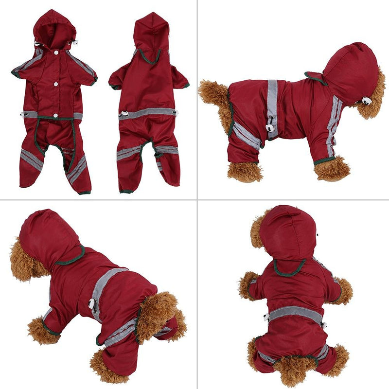 Fdit Pet Dog Raincoat Cat Dog Waterproof Jacket Hood Rain Coat Reflective Jumpsuit Apparel for Small Medium Dogs(XS) XS - PawsPlanet Australia