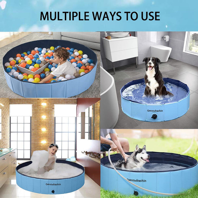 Gerodaphin Swimming Pool for Dogs Pets and Kids Bathing Tub Large Dog Pool Portable Foldable Non-Slip and Wear-Resistant Pool Dogs Cats (120 X 30cm) - PawsPlanet Australia