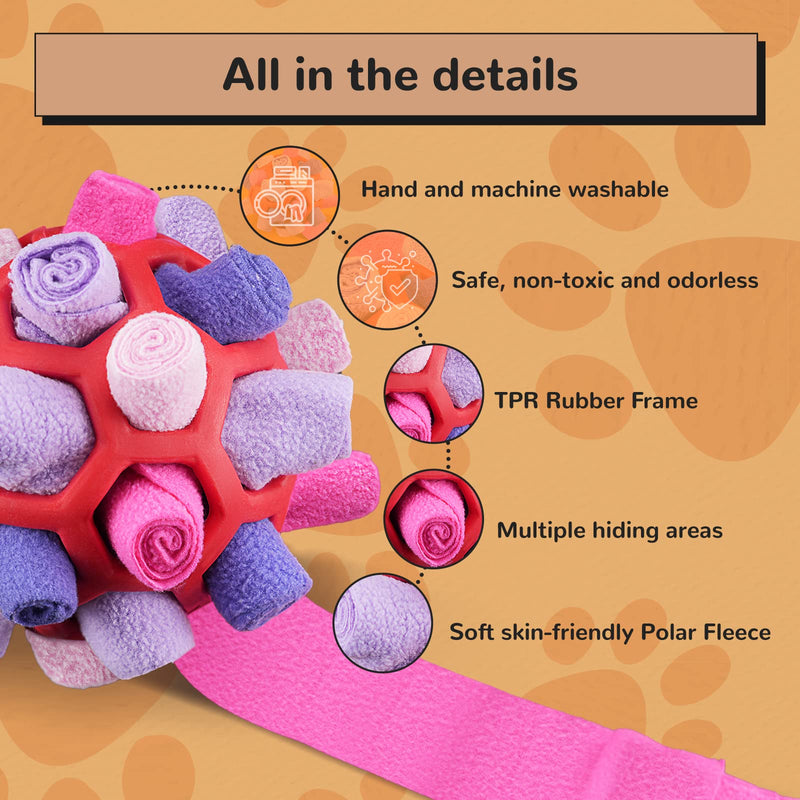 Larimuer Snuffle Ball for Dogs, Sniffing Carpet Snuffle Toy Interactive Dog Toy Portable Pet Snuffle Ball Toy for Small Medium Dogs Pet (Red and Purple) Red and Purple - PawsPlanet Australia