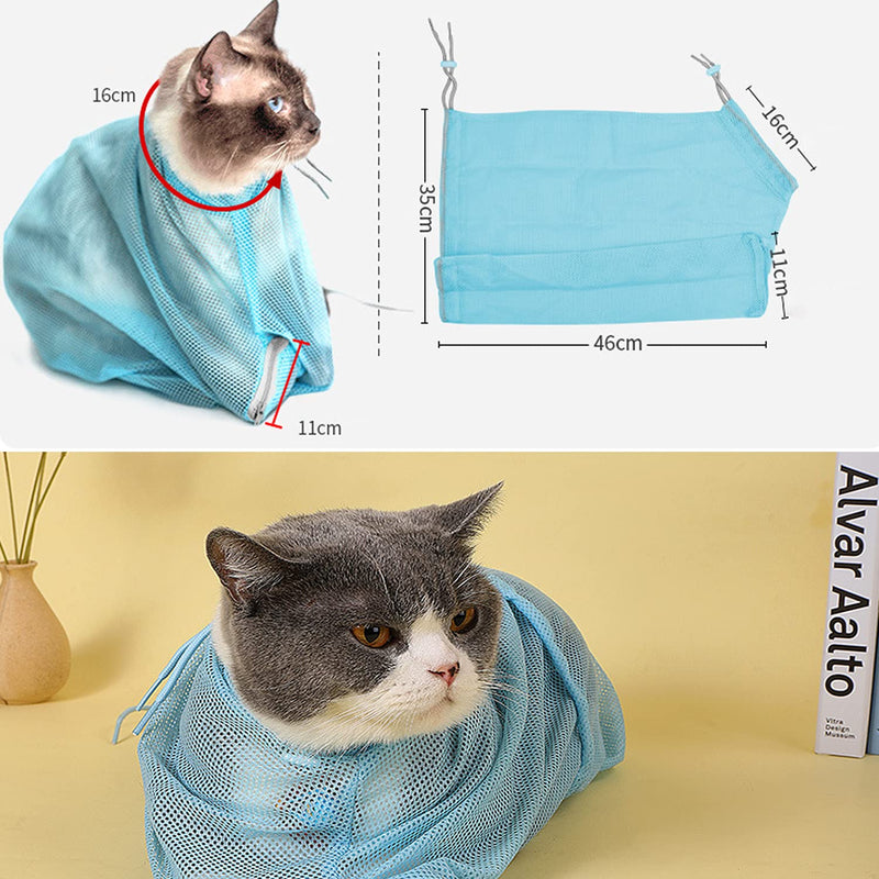2 pieces cat bathing bag, cat grooming bag, cat shower bag, adjustable cat washing bag, multifunctional cat restraint bag, prevent scratching, biting for bathing, nail trimming, ears clean - PawsPlanet Australia