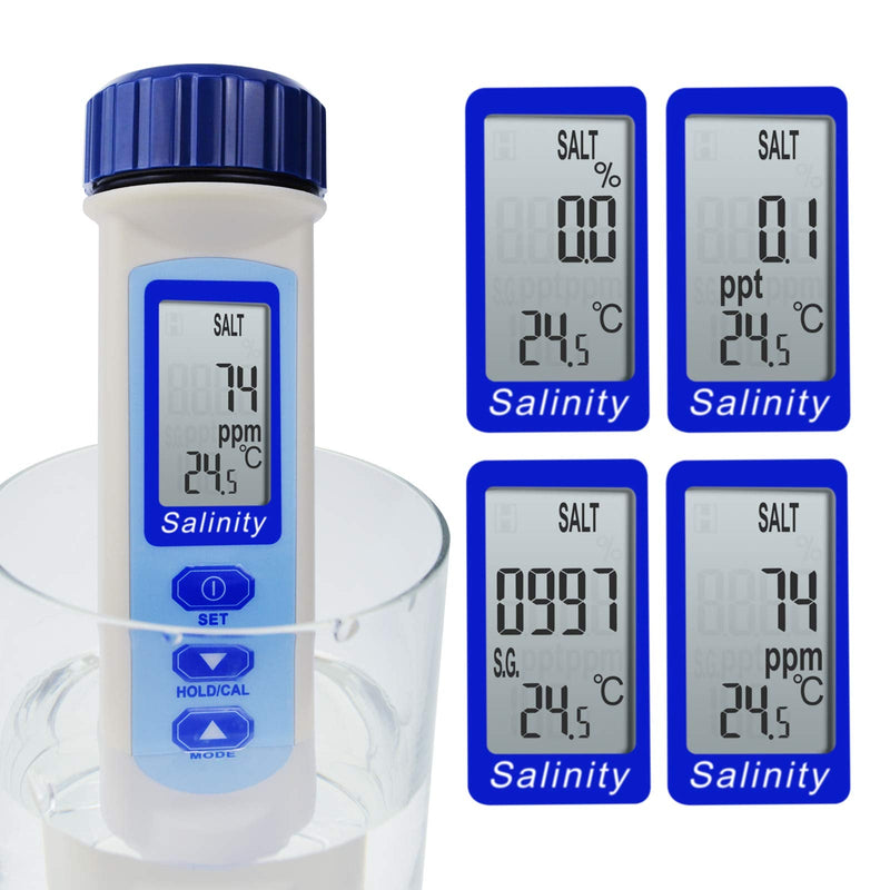 Pen Type Salinity & Temperature Meter ATC NaCl Salt Water Quality Tester for Saltwater Aquarium Hydroponics Food Salinity Meter(100.0ppt) - PawsPlanet Australia