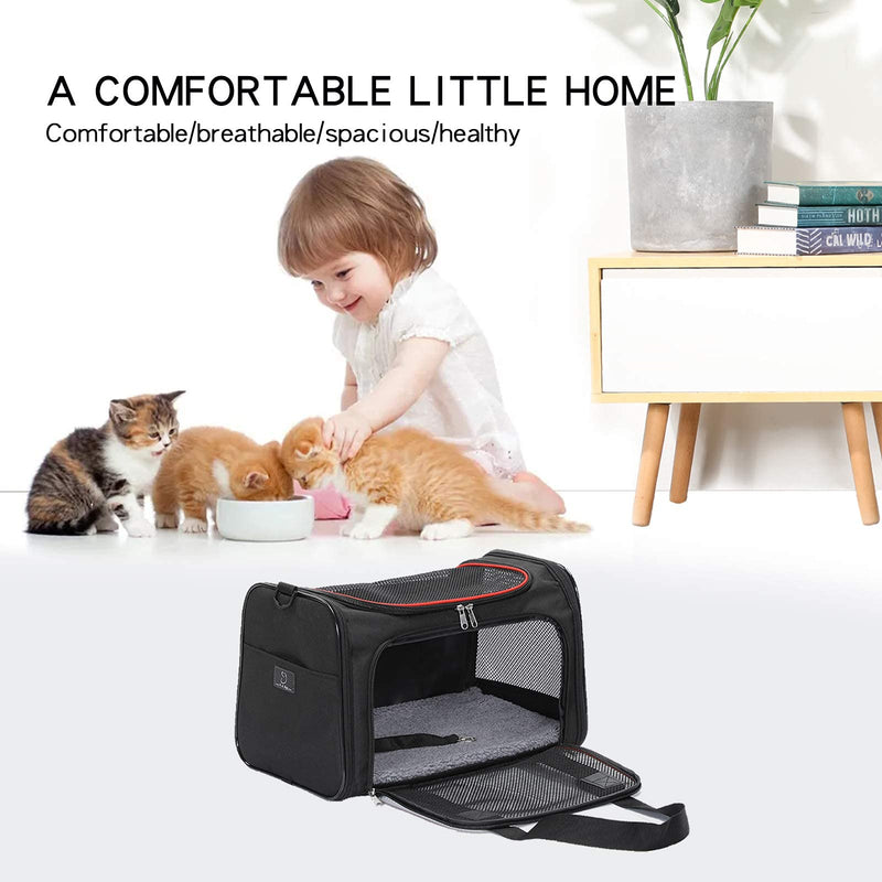 A4Pet Airline Approved Cat Carrier Expandable Dog Carriers, Soft-Sided Portable Pet Travel Washable Carrier for Kittens,Puppies,Rabbit,Hamsters S:16"×10"×10" Black - PawsPlanet Australia