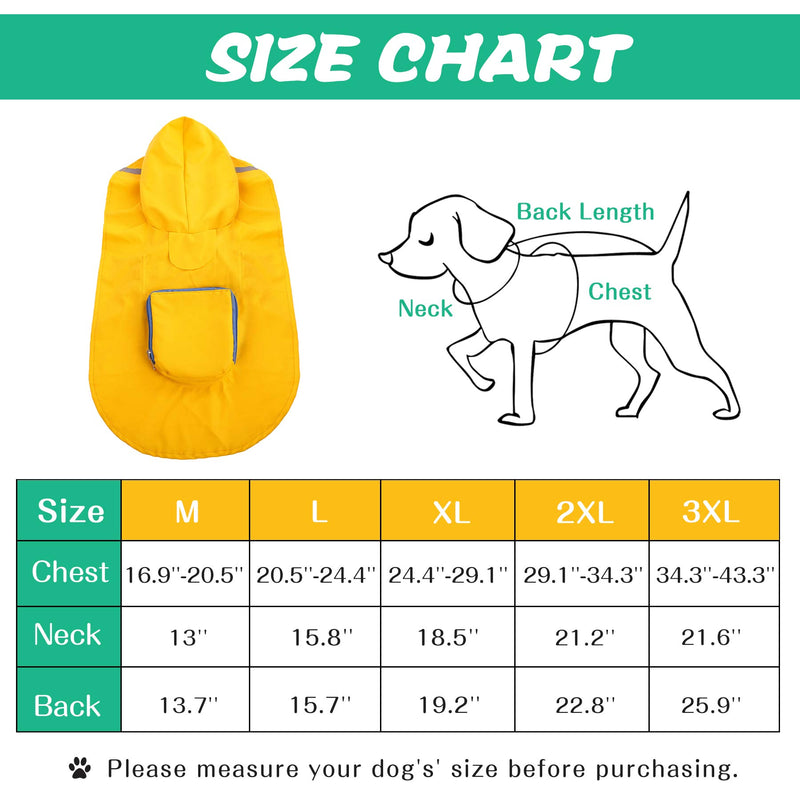 [Australia] - MIGOHI Dog Raincoat Hooded Poncho Waterproof Adjustable Lightweight Pet Rain Jacket with Reflective Strip for Small Medium Large Dogs L Yellow 