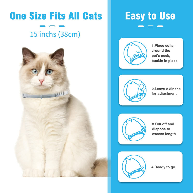 Kaspiu 3 Pack Calming Collar for Cats Pheromone Calm Anxiety Collar for Cats and Kittens Stress Reliever Relaxing Comfortable Collar Breakaway Design Gray - PawsPlanet Australia