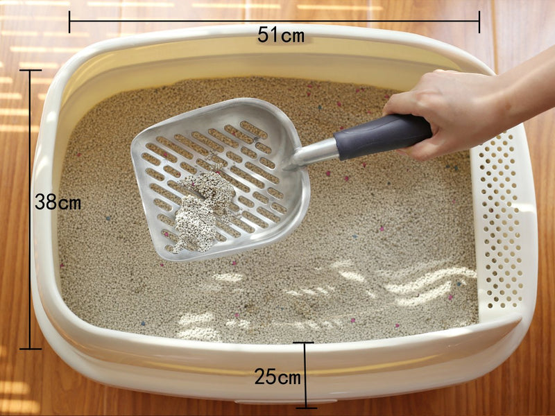 [Australia] - Vivaglory Cat Litter Scoop, Heavy Duty Metal Litter Scoop, Sifter with Deep Shovel and Ergonomic Long Handle, Jumbo Size Navy Blue Diagonal Slots--5mm 