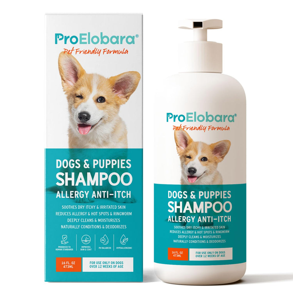 ProElobara Dog Shampoo Allergy Itch: Effective Deodorizing Dog Shampoo for Smelly Dogs Anti Itch Shampoo - Soothes Dry Itchy Irritated Skin Reduces Hot Spots Helps Shedding 16.9fl.oz/500ml - PawsPlanet Australia