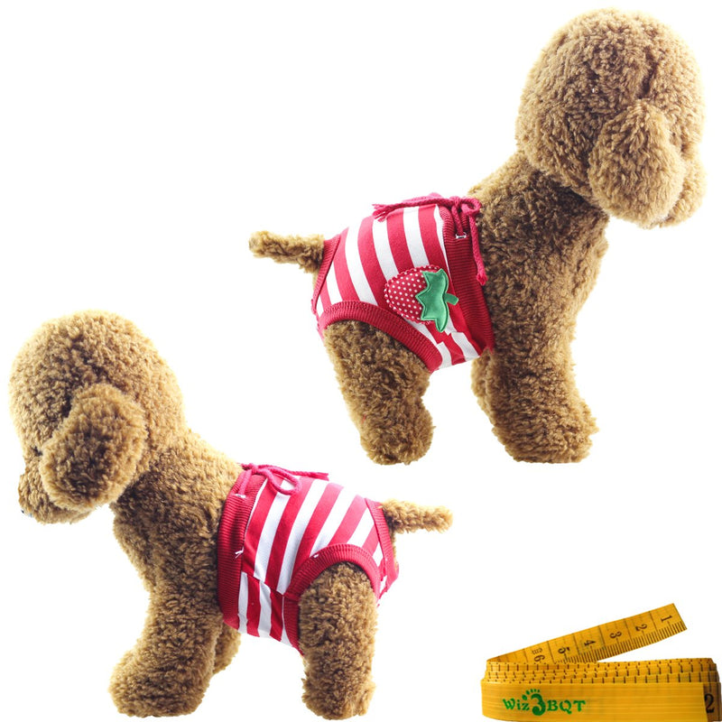 [Australia] - Wiz BBQT Adorable Reusable Washable Strawberry Dog Pet Diapers Cover Up Sanitary Panties for Small Medium Female Girl Dogs Puppy in Spring Summer Autumn Waistline: 9.8-13.7 Inch 