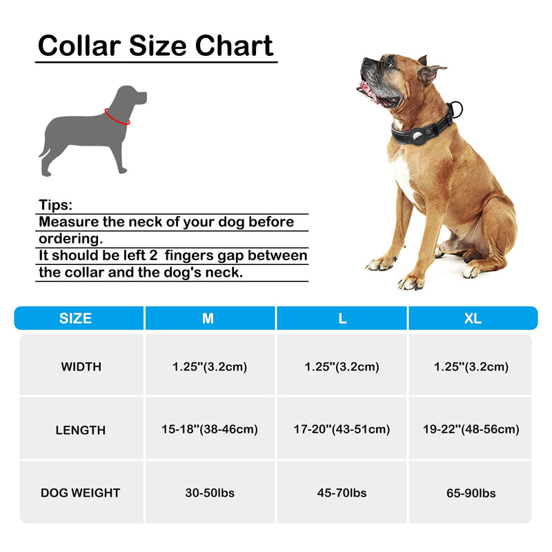 Airtag Dog Collar, PETNANNY Reflective Dog Collar with Airtag Holder Case, Padded Heavy Duty Dog Collar for Airtag, Adjustable Air Tag Pet Collar for Medium Large Dogs Black M(15-18") - PawsPlanet Australia