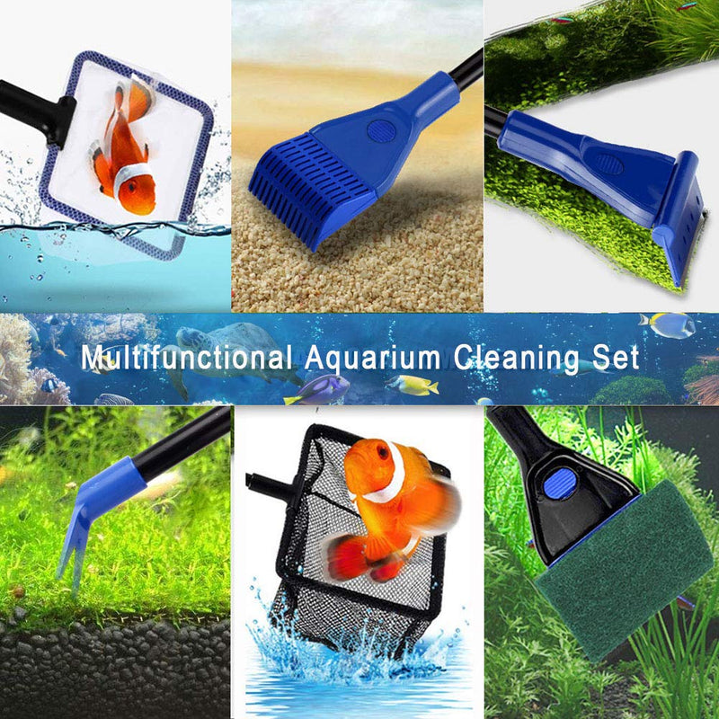 [Australia] - ACEONE Fish Tank Cleaning Tools, 6 in 1 Aquarium Clean Kit for Fish Tank with Adjustable Long Telescopic Handle 